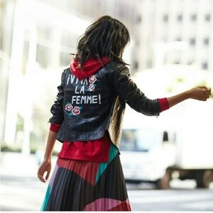 Joie Kameke Viva La Femme Lambskin Leather Jacket in Black